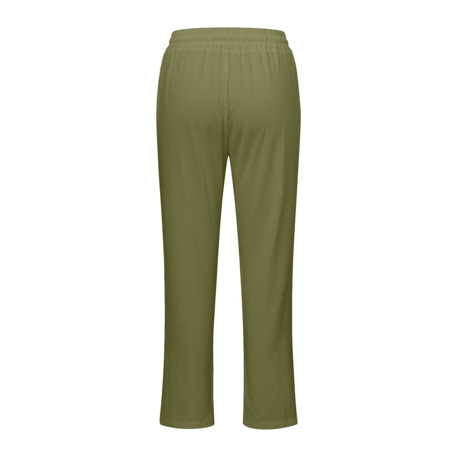 thumbnail image 5 of Pantalones rectos lisos de cintura alta para mujer - Pantalones casuales con cordón elástico - Pantalones largos con bolsillos, 5 of 5